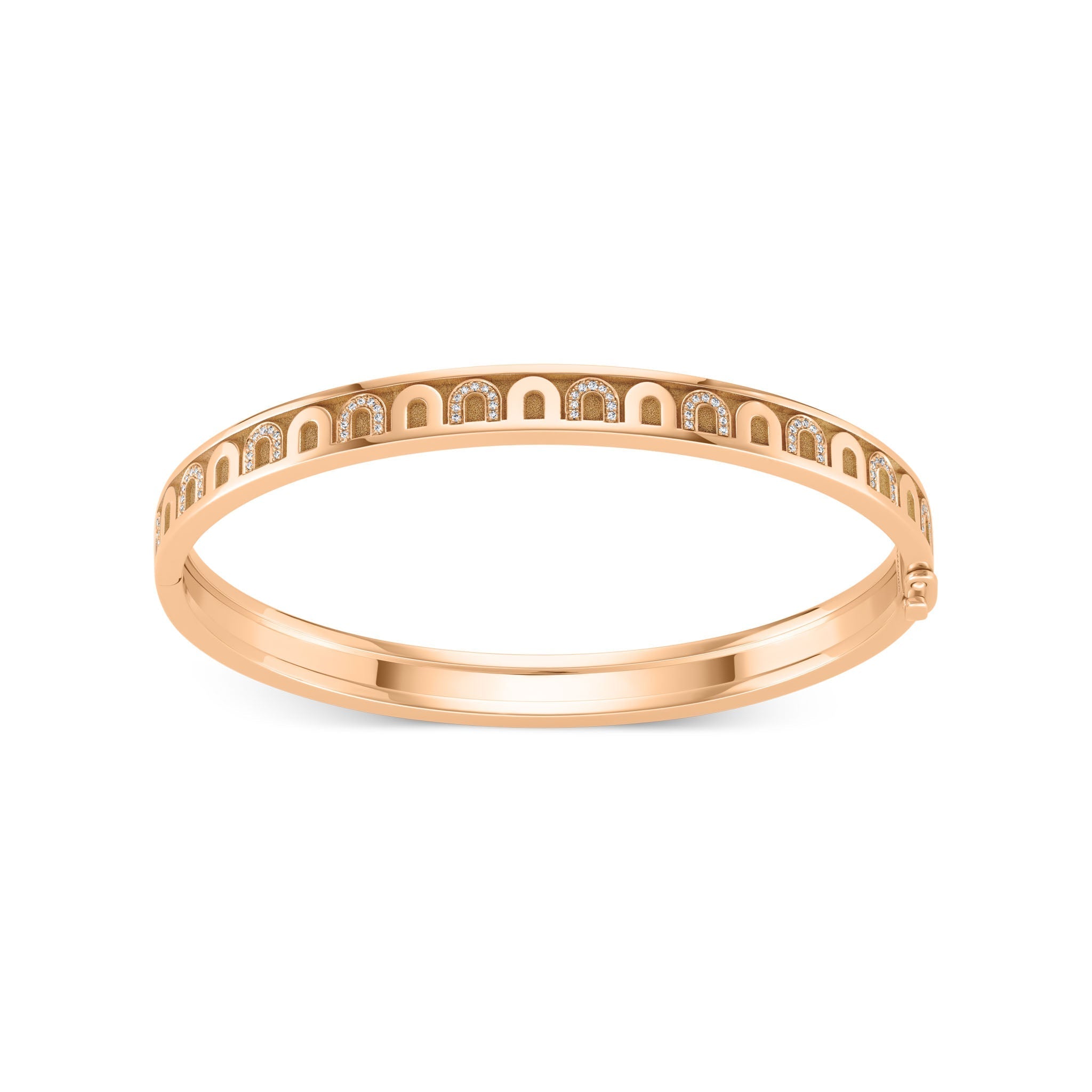 L’Arc de DAVIDOR Bangle PM, 18k Rose Gold with Satin Finish and Colonnato Diamonds