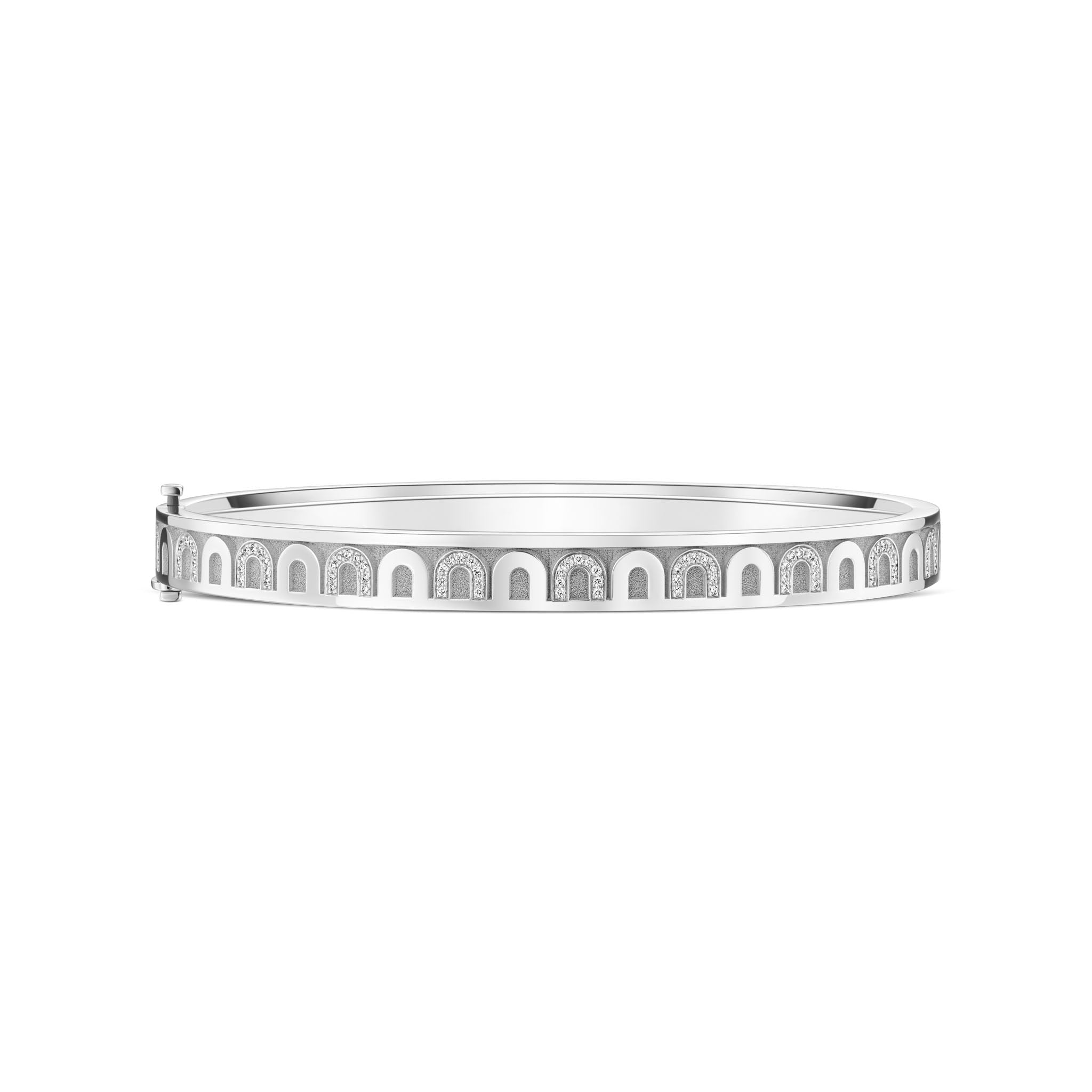 L’Arc de DAVIDOR Bangle PM, 18k White Gold with Satin Finish and Colonnato Diamonds