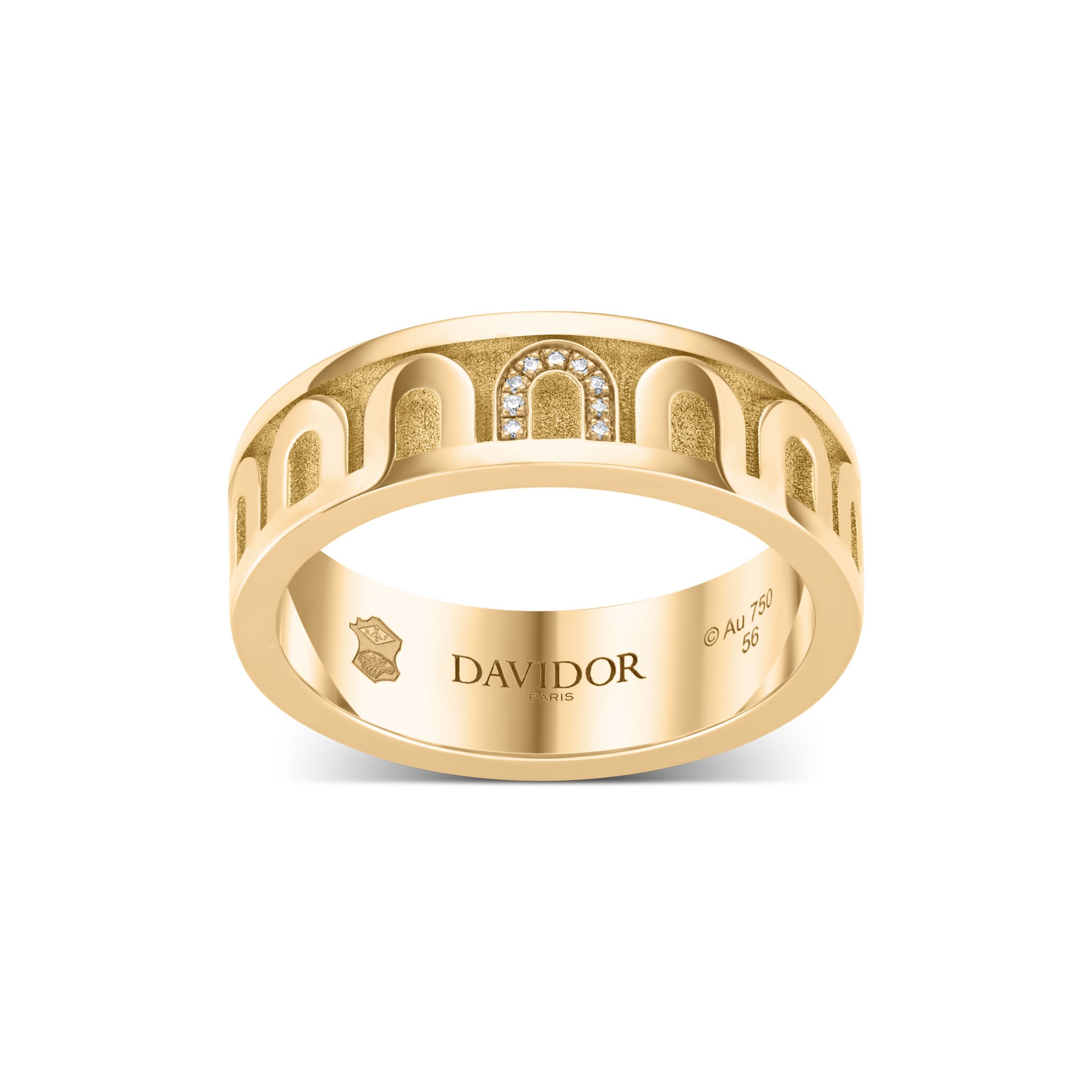 L’Arc de DAVIDOR Ring MM, 18k Yellow Gold with Satin Finish and Porta Simple Diamonds