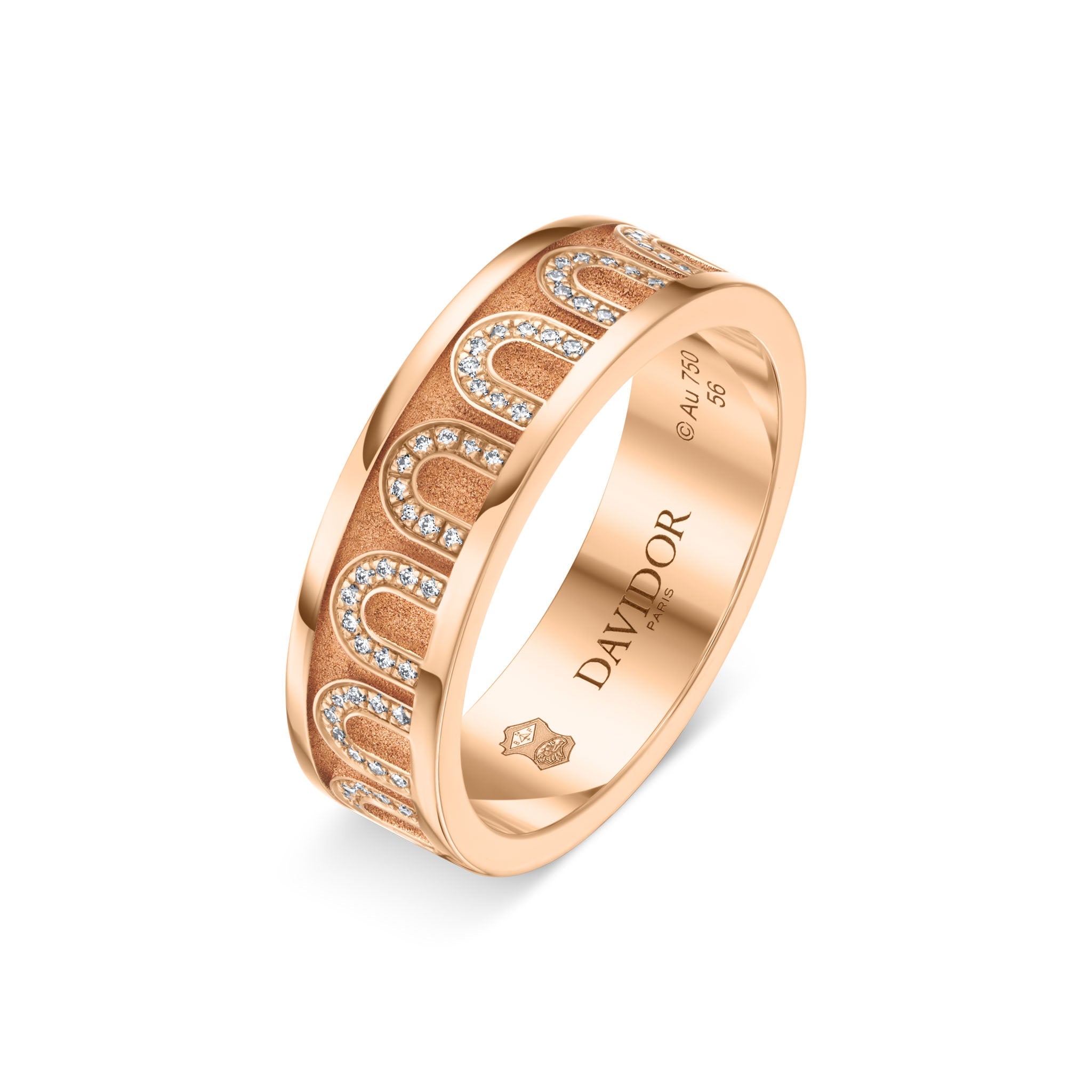 L’Arc de DAVIDOR Ring MM, 18k Rose Gold with Satin Finish and Arcade Diamonds