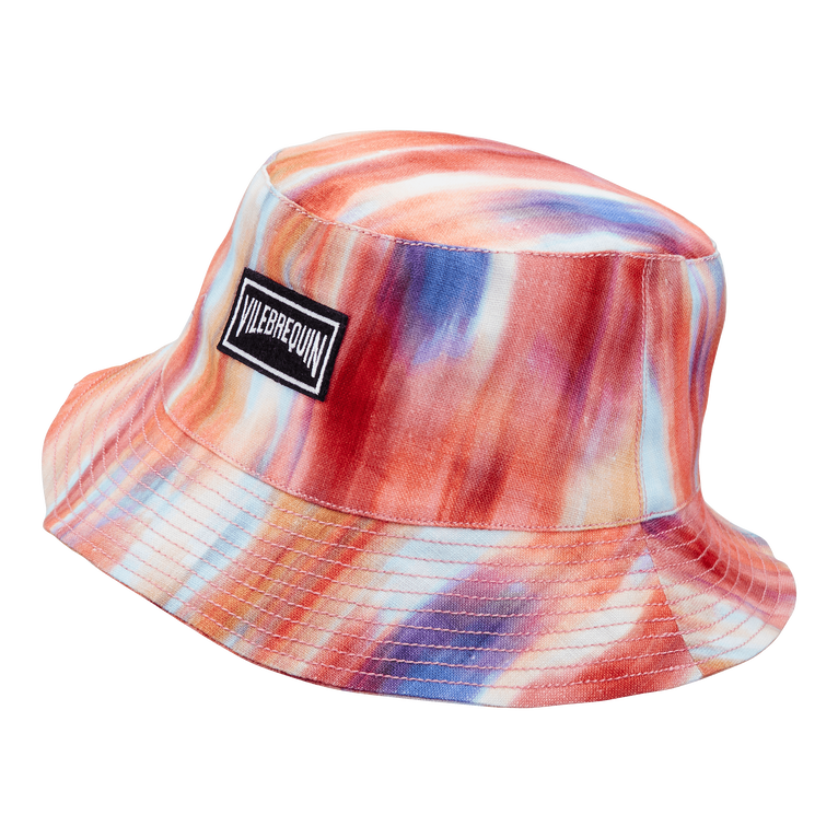 Women Linen Bucket Hat Ikat Flowers