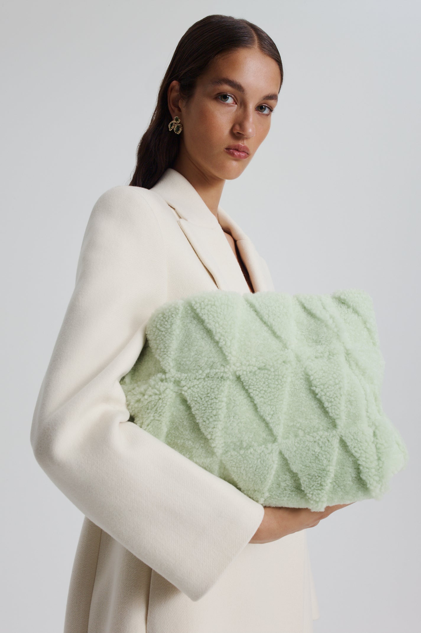 Shearling tote mint