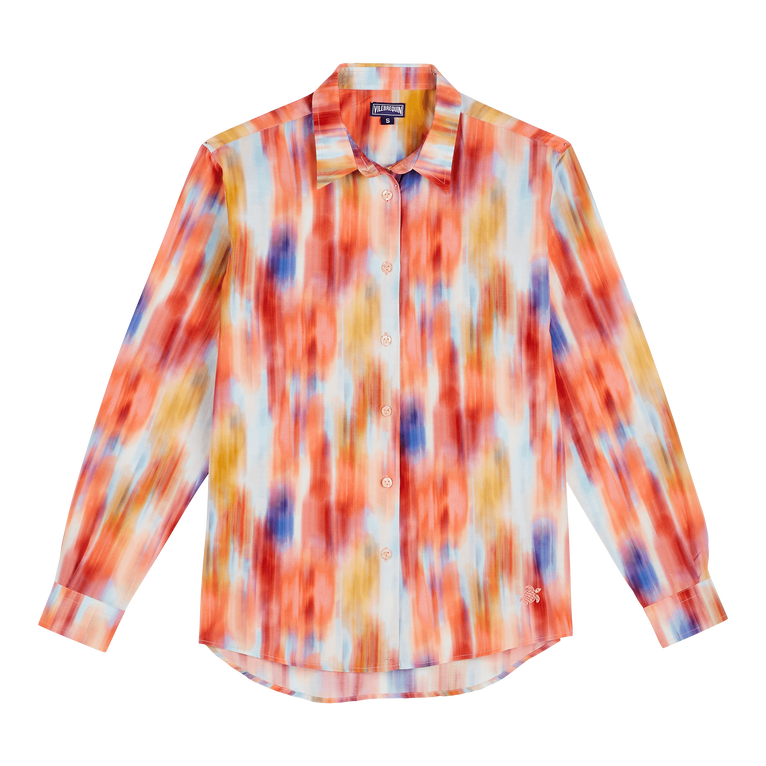 Women Cotton and Silk Shirt Ikat Flowers