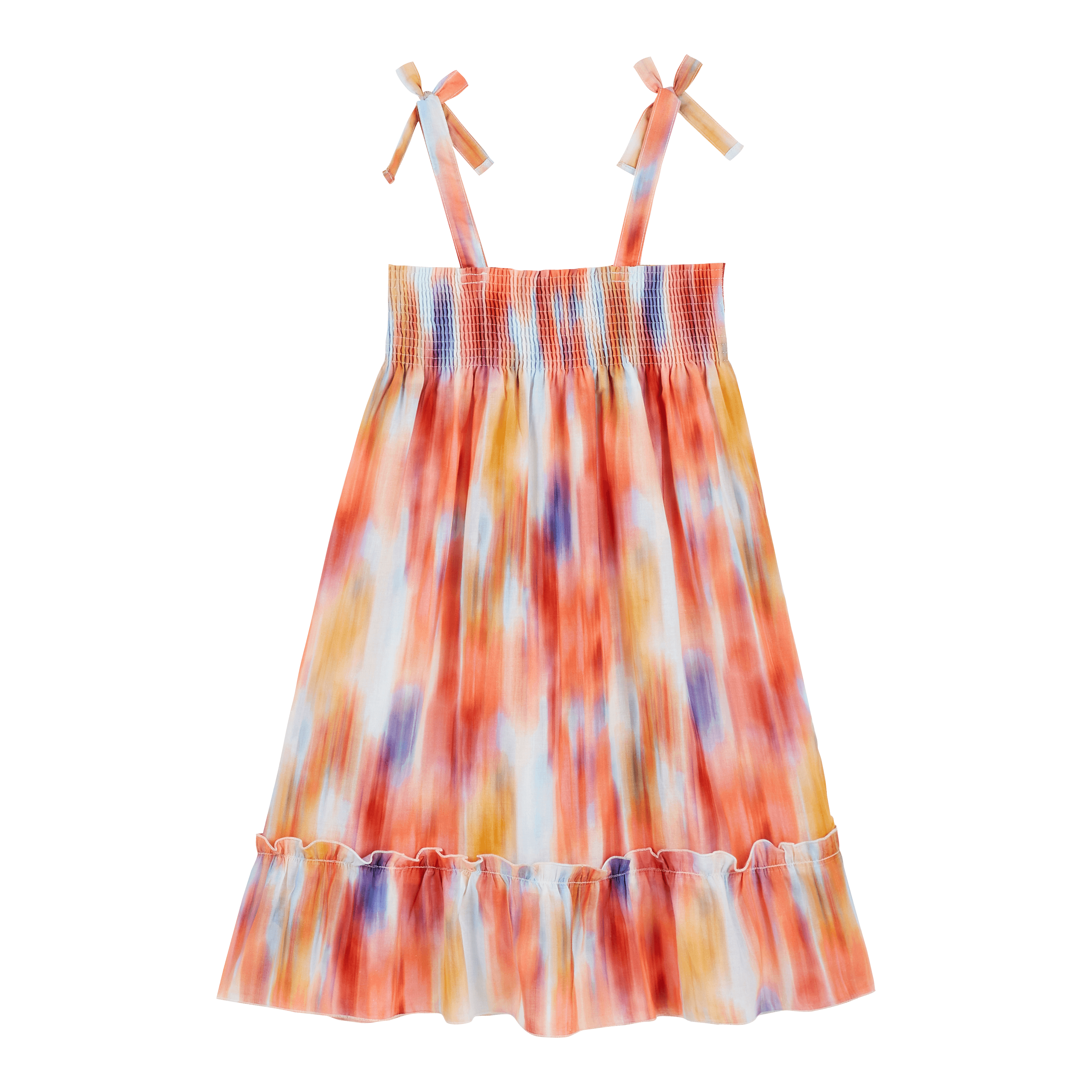 Girls Cotton Dress Ikat Flowers