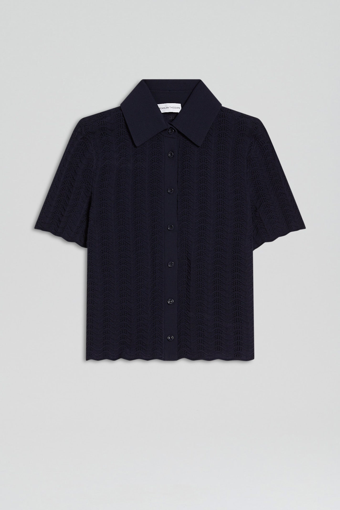 Pleat lace shirt – navy