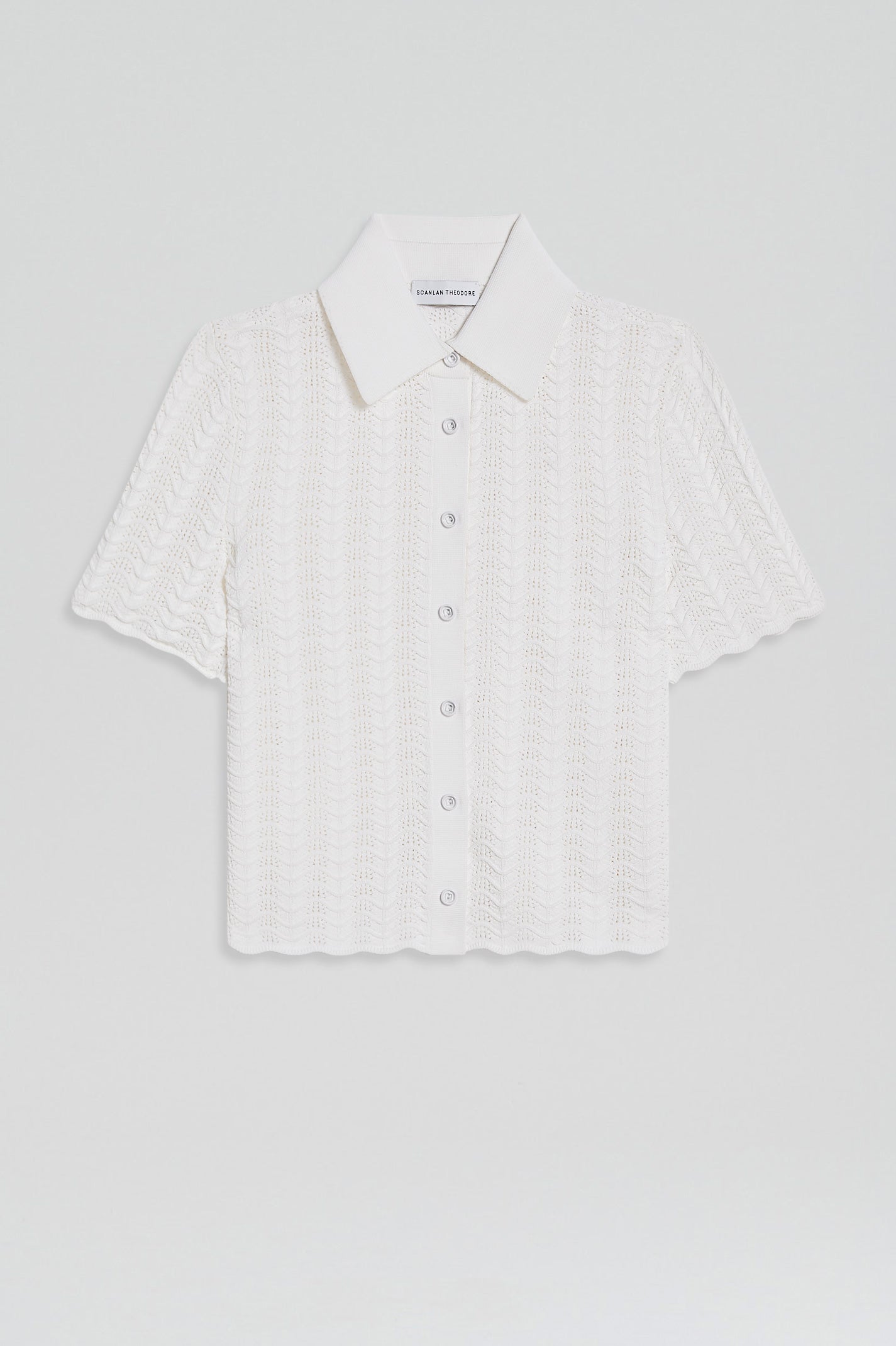 Pleat lace shirt – white