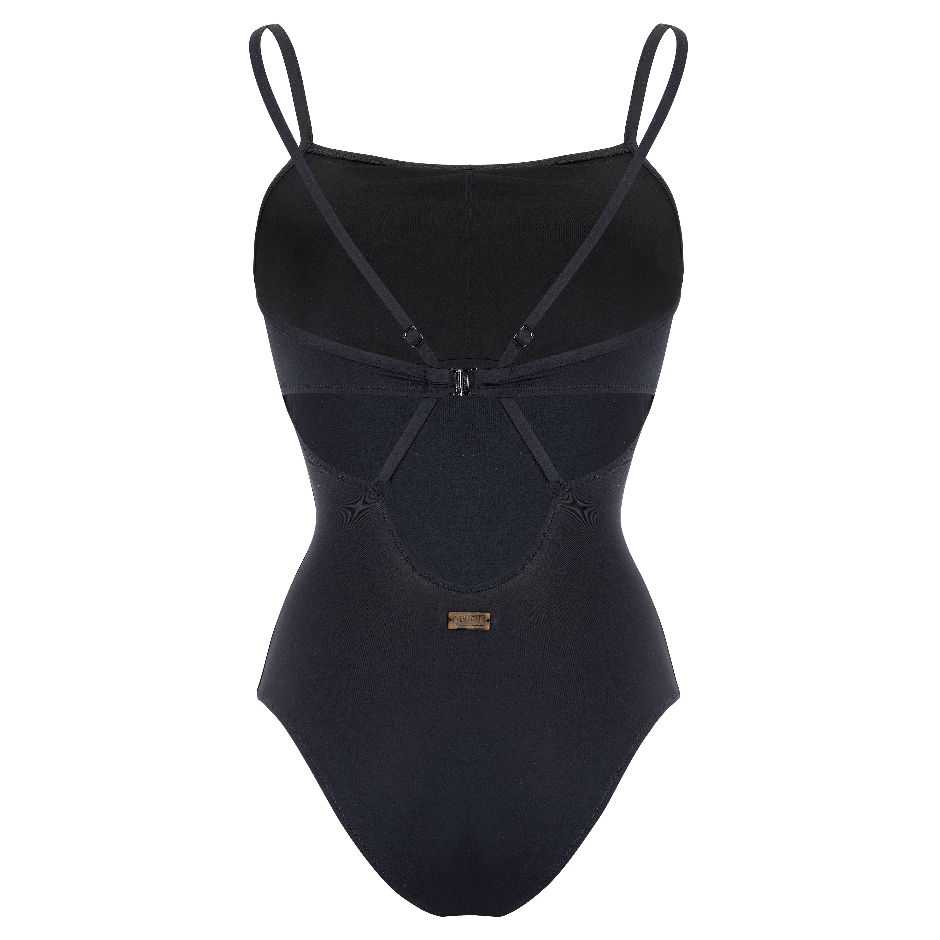 Women crossed back straps one-piece swimsuit solid