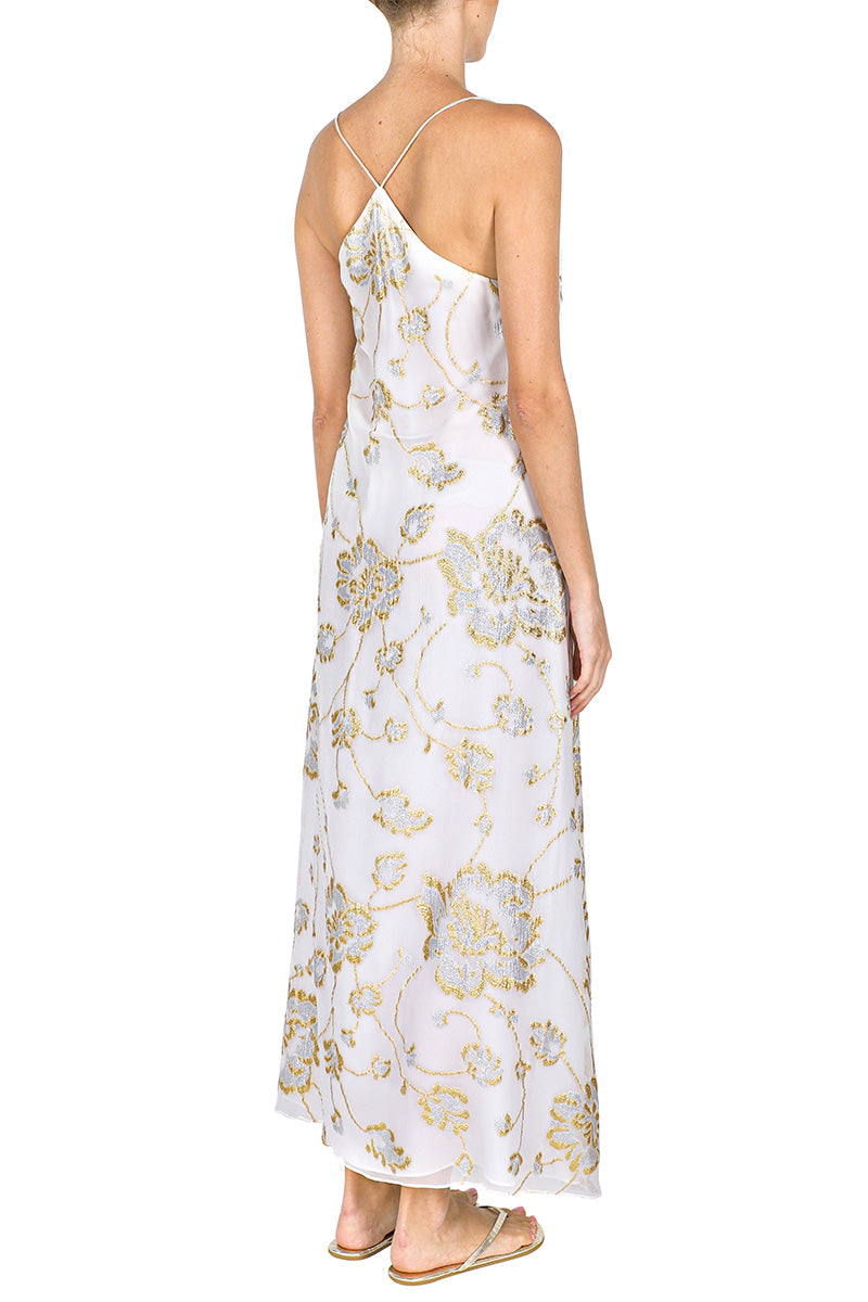 Metallic floral sun dress