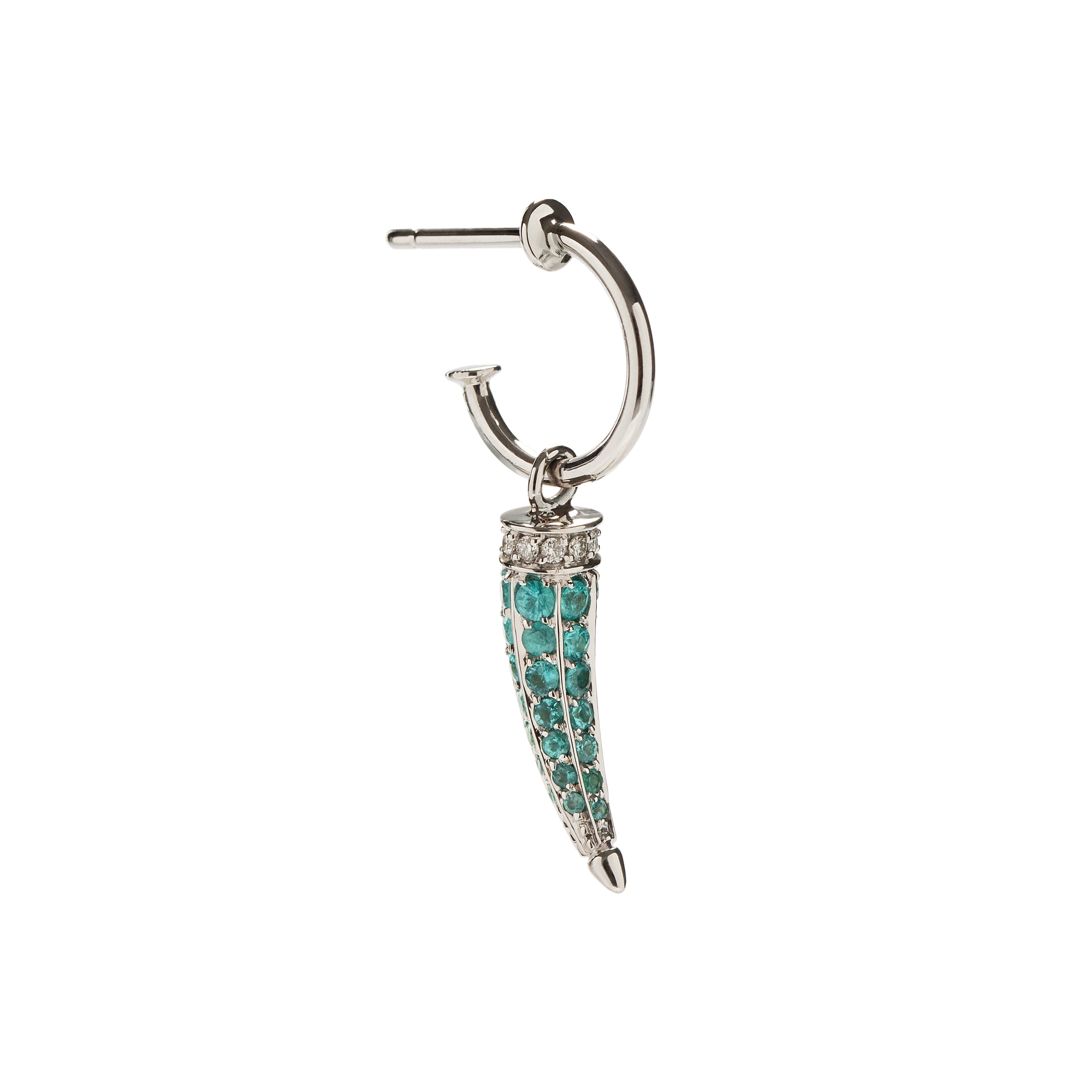 18k white gold earring with Paraiba Tourmaline and diamonds