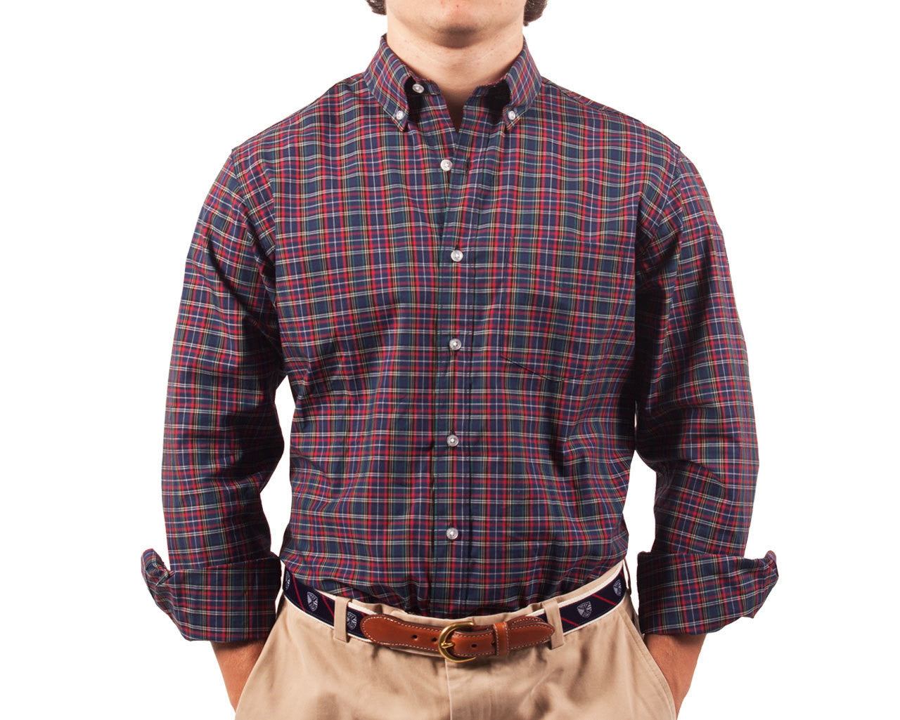 The Wolfe Button Down - Navy/Red