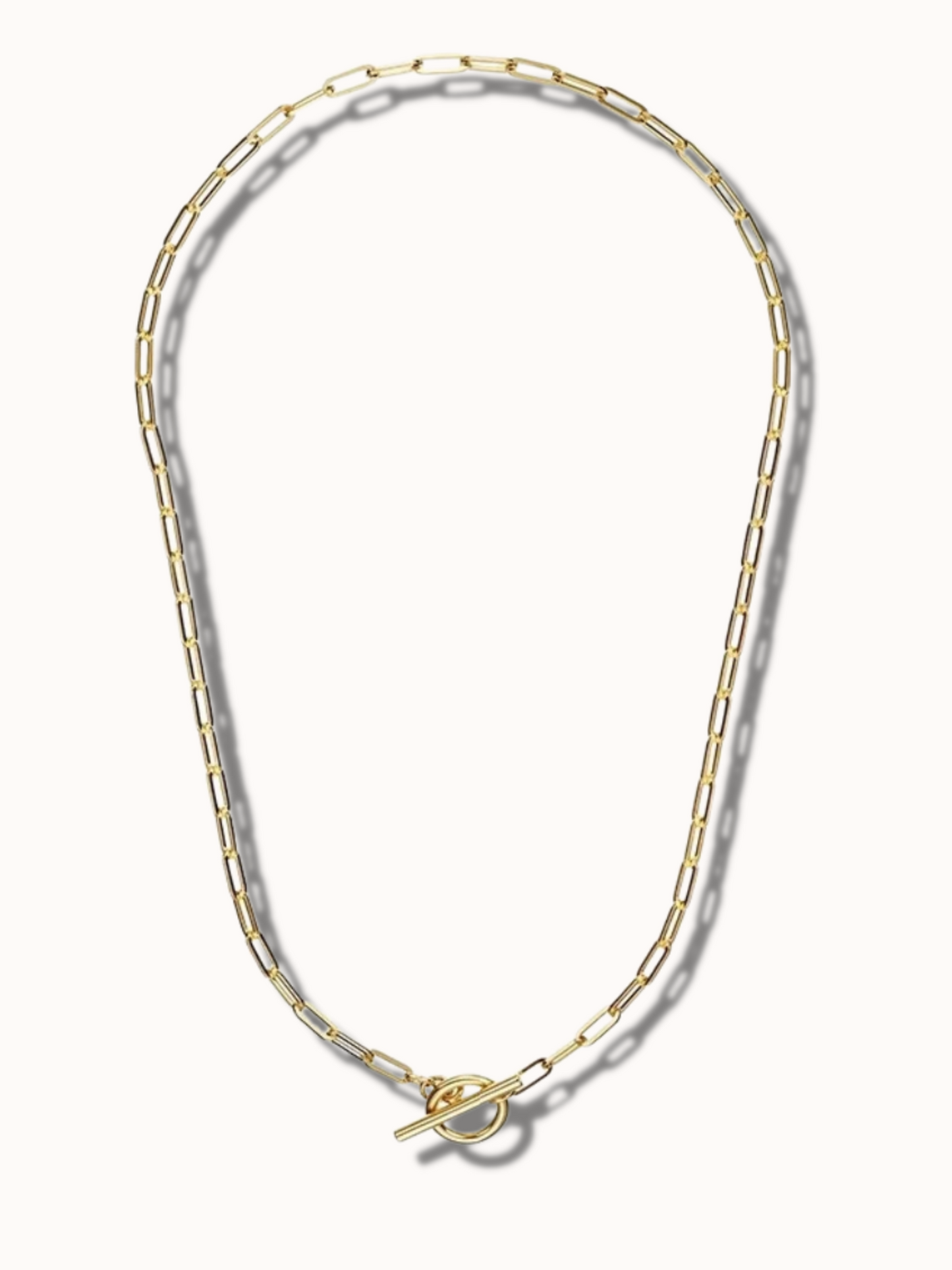 T-Bar Necklace - Paper Clip 18k Gold Plated Stainless Steel Necklace | Love Tezza