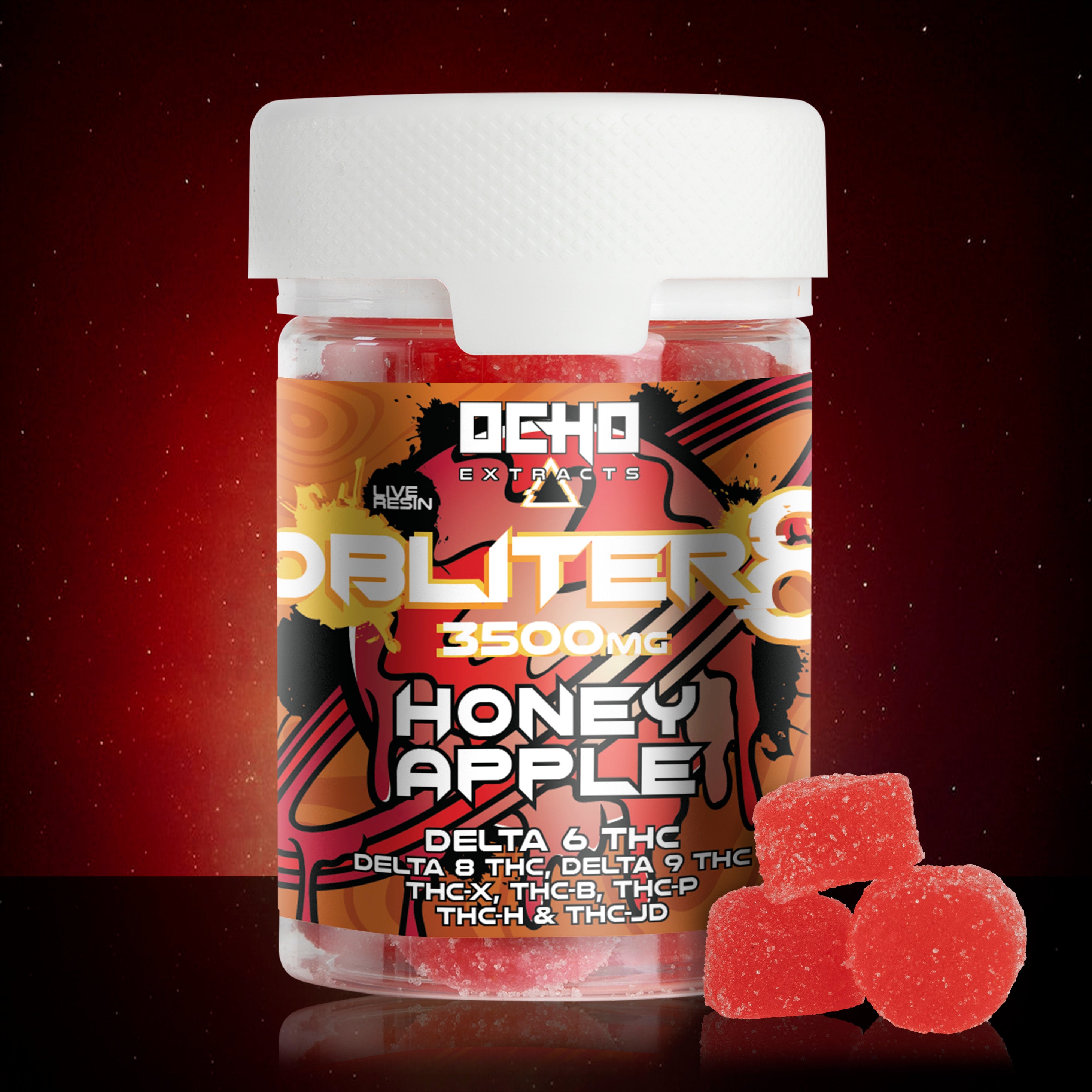 Obliter8 3500mg Live Resin Gummies - Honey Apple – Ocho Extracts