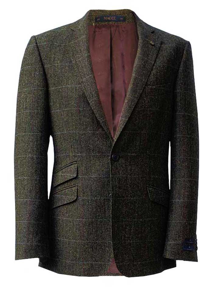 MAGEE Tweed Jacket - Mens Nice Classic Fit - Green Overcheck – A Farley ...