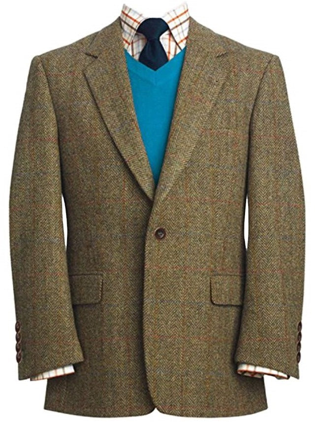 HARRIS TWEED Jacket - Mens Stromay - Olive Green with Check – A Farley ...