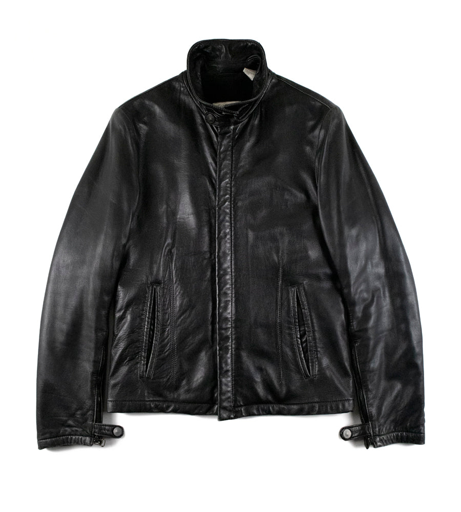 Calvin Klein Collection 2000s Lambskin Leather Jacket w/ Extended Coll –  Chaperone Store