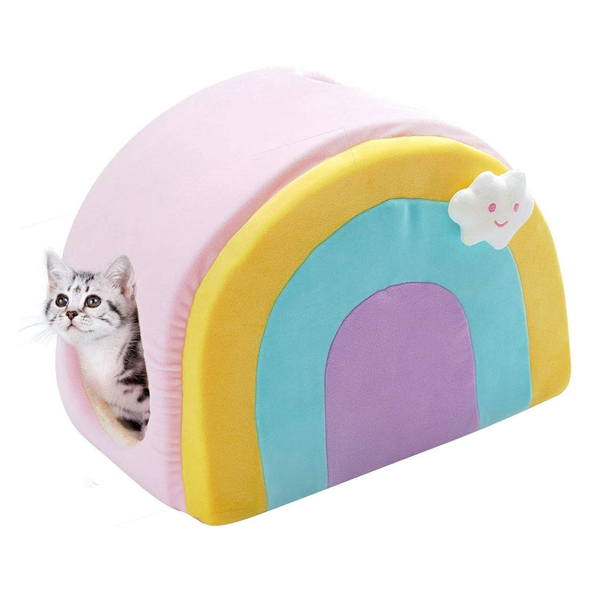 All Fur You Rainbow Cat House Pink - Just For Pets Australia