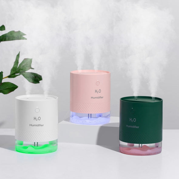 Wireless/USB Cute Double Nozzle Air Humidifier 500ml Home Air Humidifier  With Colorful Night Light, Aroma Essential Oil Diffuser