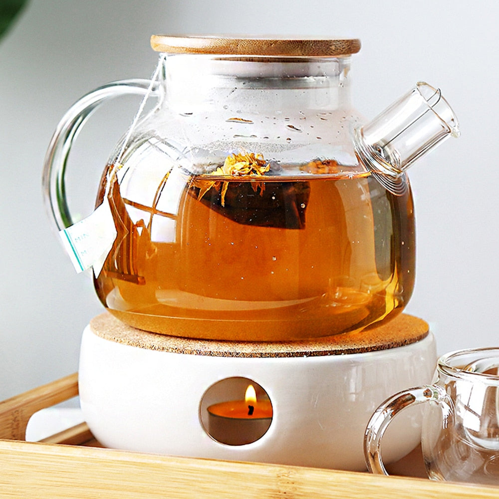 Glowing Diamond Glass Tea pot with Fine Mesh Stainless Steel