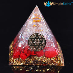 Red Coral Confidence & Guidance Orgonite Pyramid