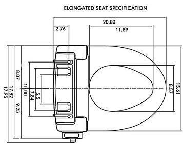 BioBidet BB-400 Elongated Measurement