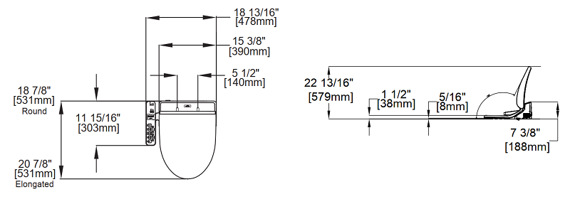 toto c100 washlet dimensions