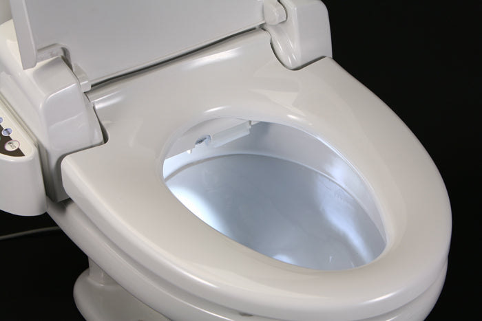 LED night light illuminating the inside of the toilet bowl