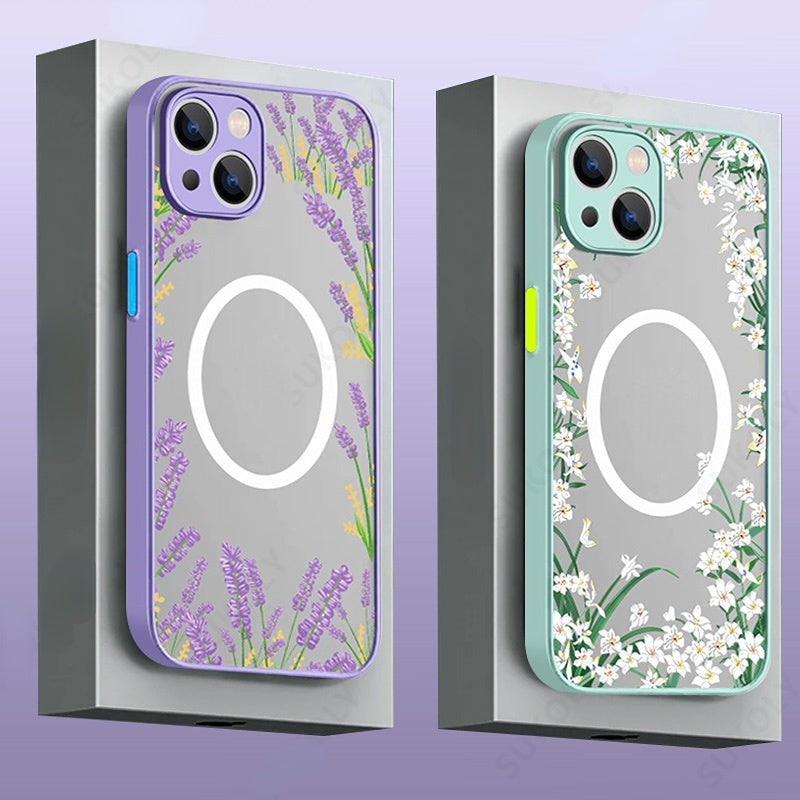 Magnetic Flower Matte Case For iPhone