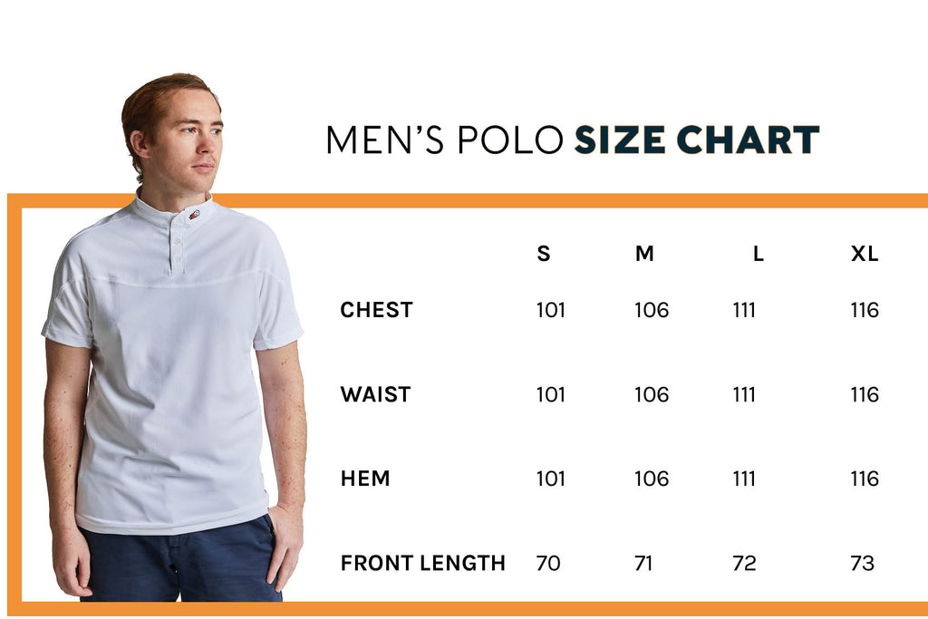Size chart Golf Polo Untraced Blue and white Men Untraced Golfing