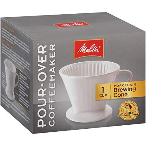 Melitta Porcelain Single-Cup Pour-Over Coffee Brewer, White (Pack of 4)