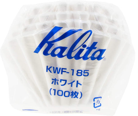 Kalita Wave Paper Coffee Filters I Larger Size 185 I 100 Count I Specially Pour Over Dripper I Made in Japan, Large, White