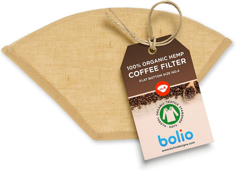 Bolio Organic Hemp Reusable Coffee Filter (1, No.4 Flat)