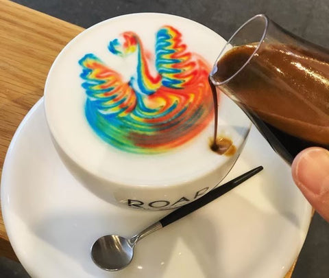 rainbow latte swan latte art