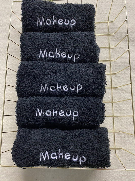 Black Washcloth with Makeup Embroidered-3 Washcloths