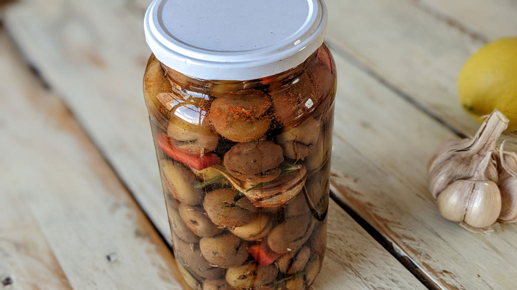 pickled olives in a jar