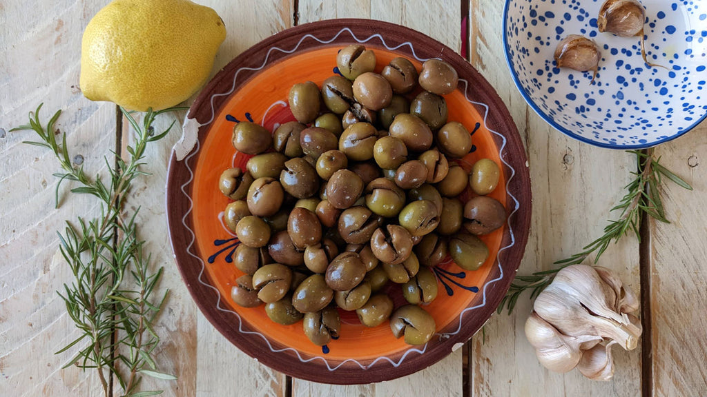 pickled olives on a plate