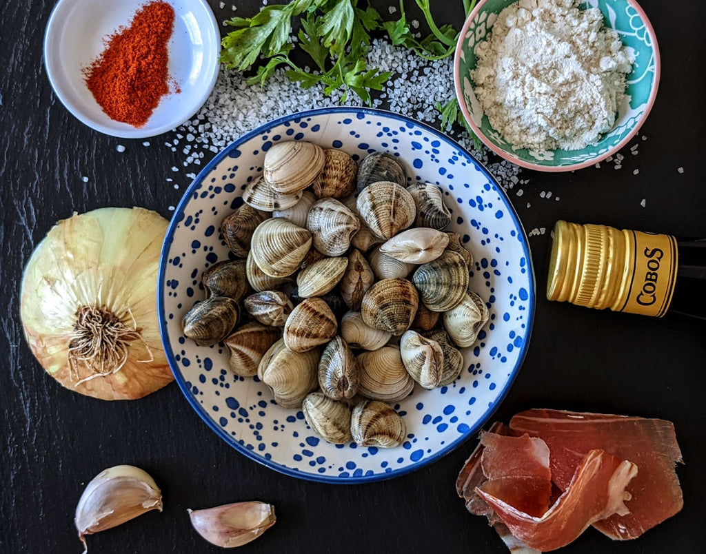 almejas con filo y jamon ingredients