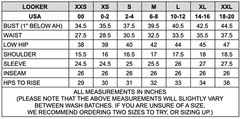 Size Chart - Looker – Rivet Utility