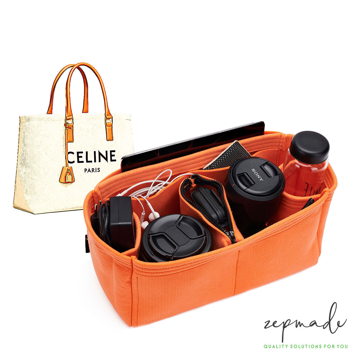Purse Organizer for Celine Micro Luggage Bag with Single Bottle Holder