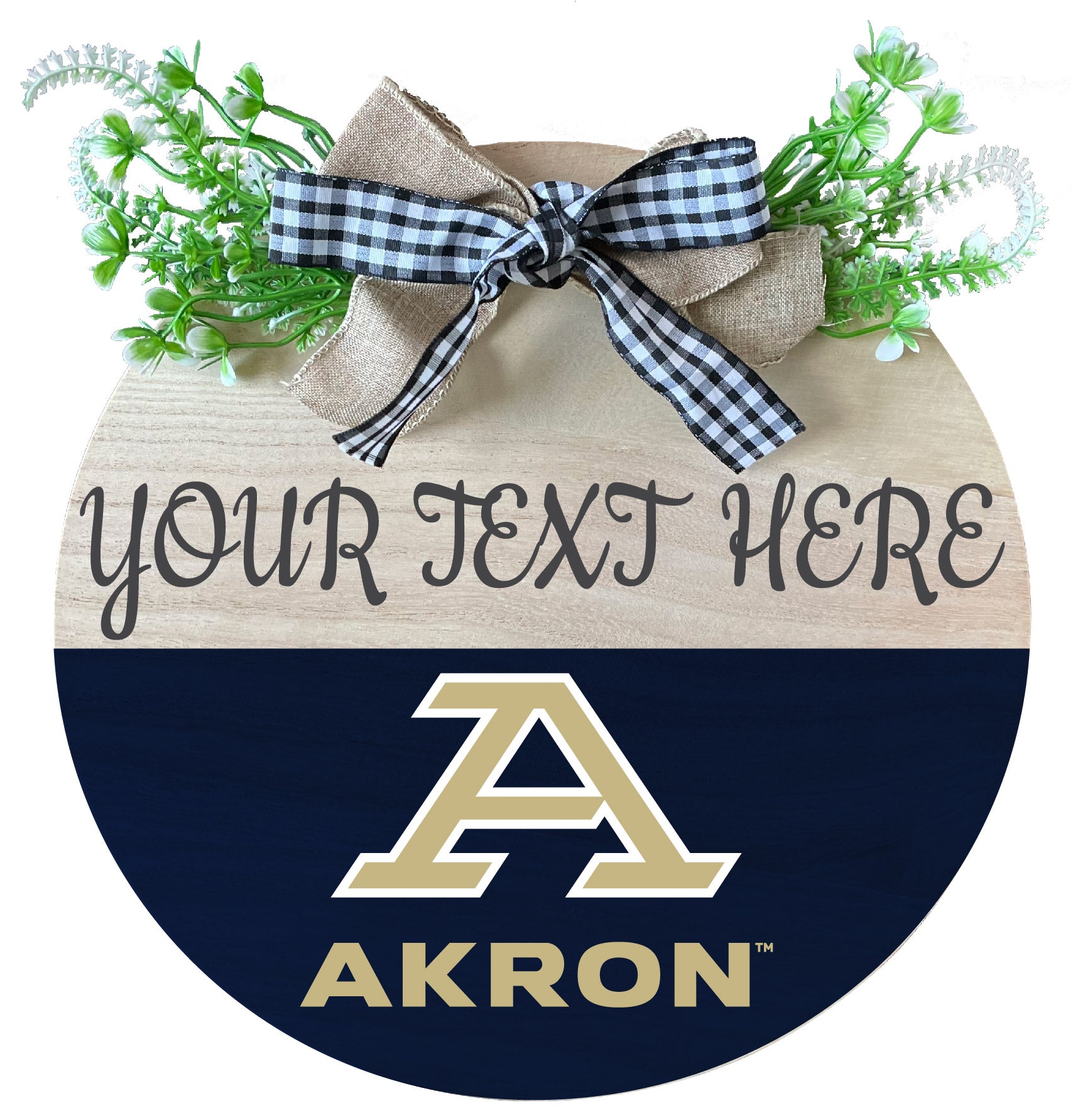 Akron Zips Customizable Wooden Wreath Welcome Sign Officially Licensed Collegiate Product