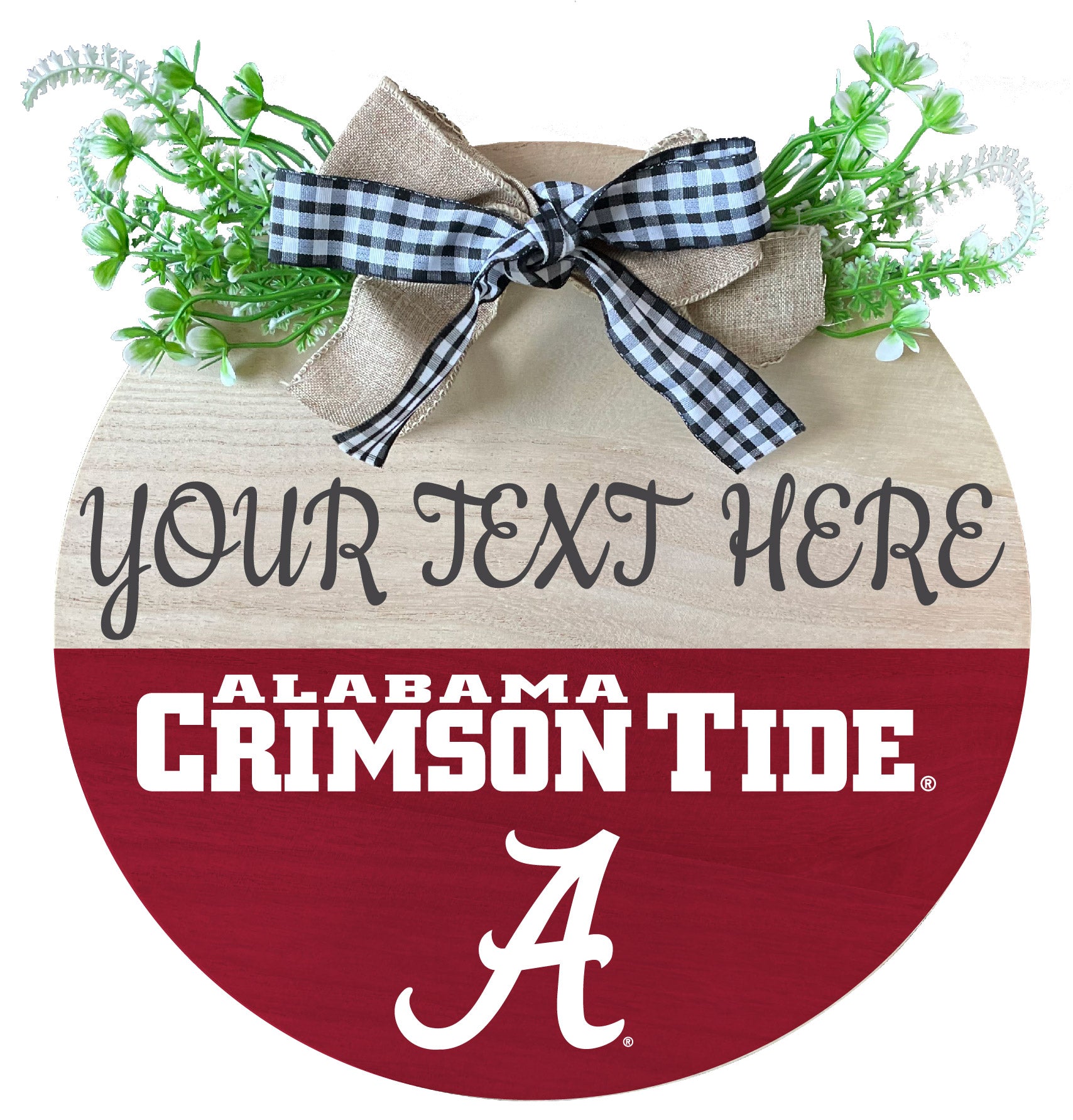 Alabama Crimson Tide Customizable Wooden Wreath Welcome Sign Officially Licensed Collegiate Product