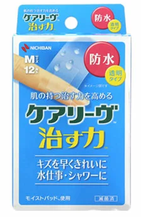 NICHIBAN CARELEAVES 治力 防水透明OK繃 - M 12枚入