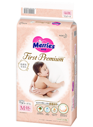 Merries妙而舒  First Premium黏貼型紙尿褲 - M-48片