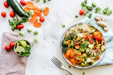 salad bowl with bright vegetables