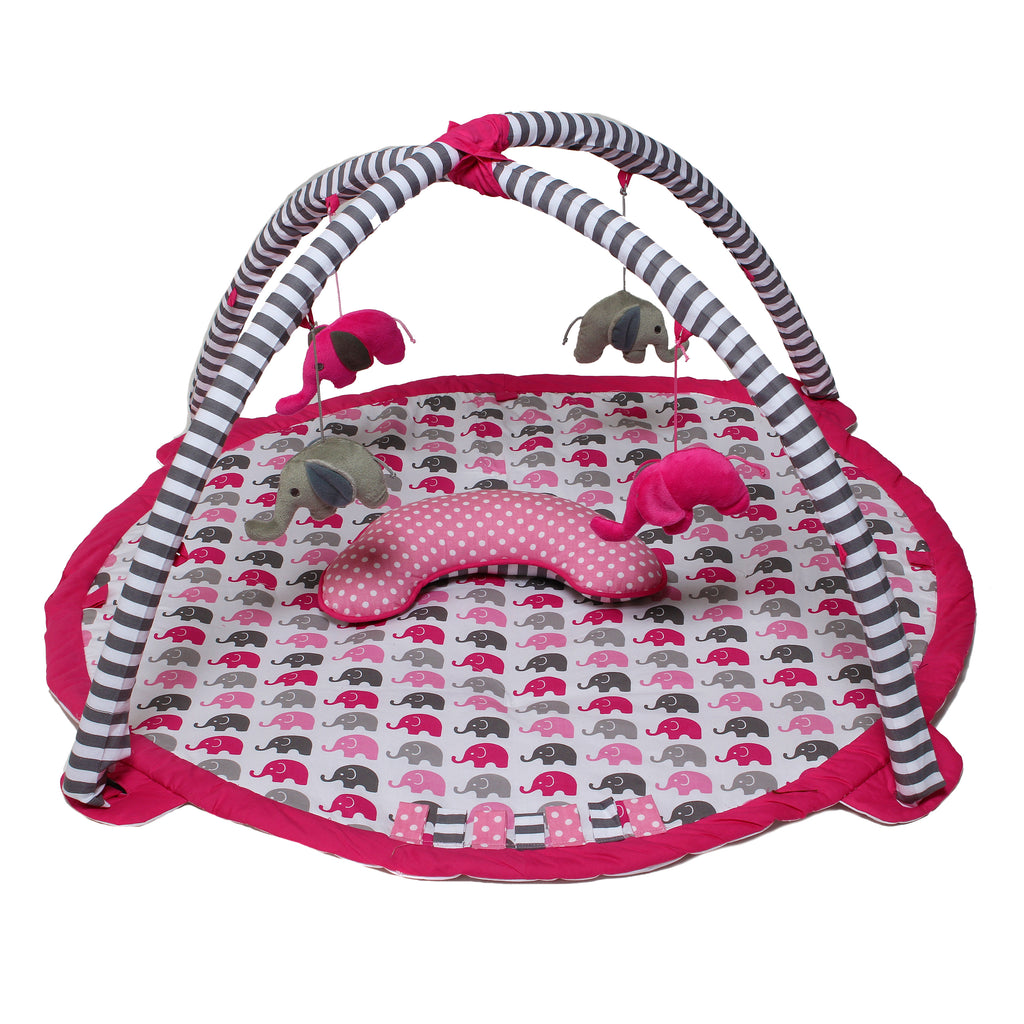 Puppy Play Mat with Detachable and Interchangeable Toys 23”x20” Pink Dog  Playmat