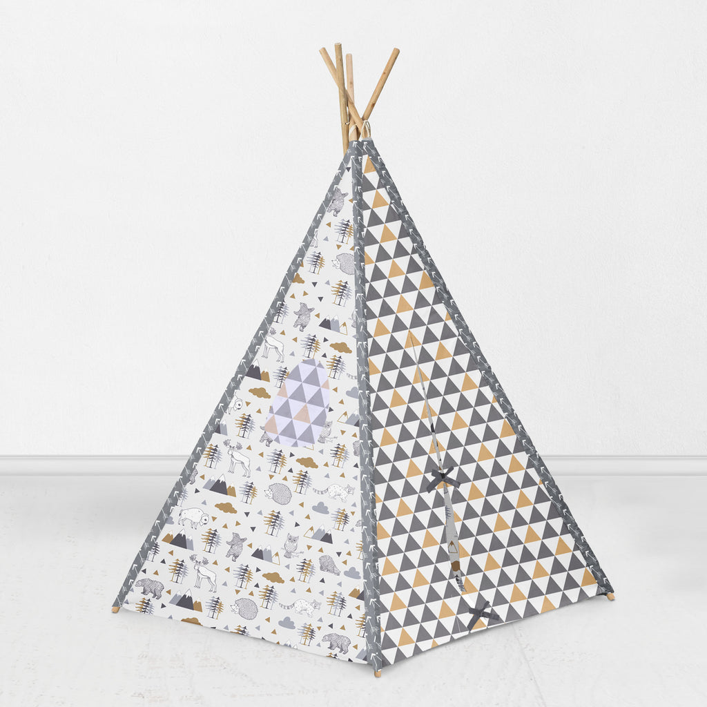 Teepee for Kids Customized From Cotton Forest Animals, Teepee Tent