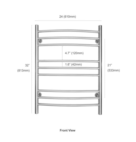 Riviera Dual Connect Towel Warmer Dimensions