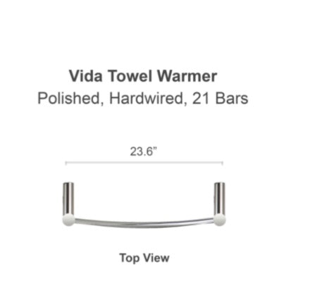 TWS3-VID21PH - Vida Towel Warmer, Polished, Hardwired, 21 Bars
