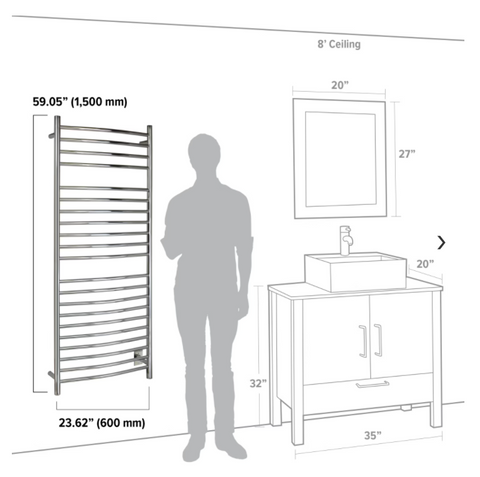 TWS3-VID21PH - Vida Towel Warmer, Polished, Hardwired, 21 Bars