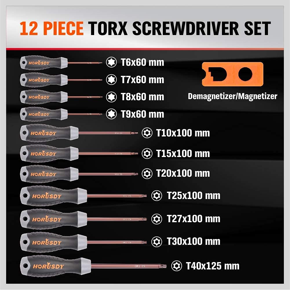 12-Piece Magnetic Torx Screwdrivers Set