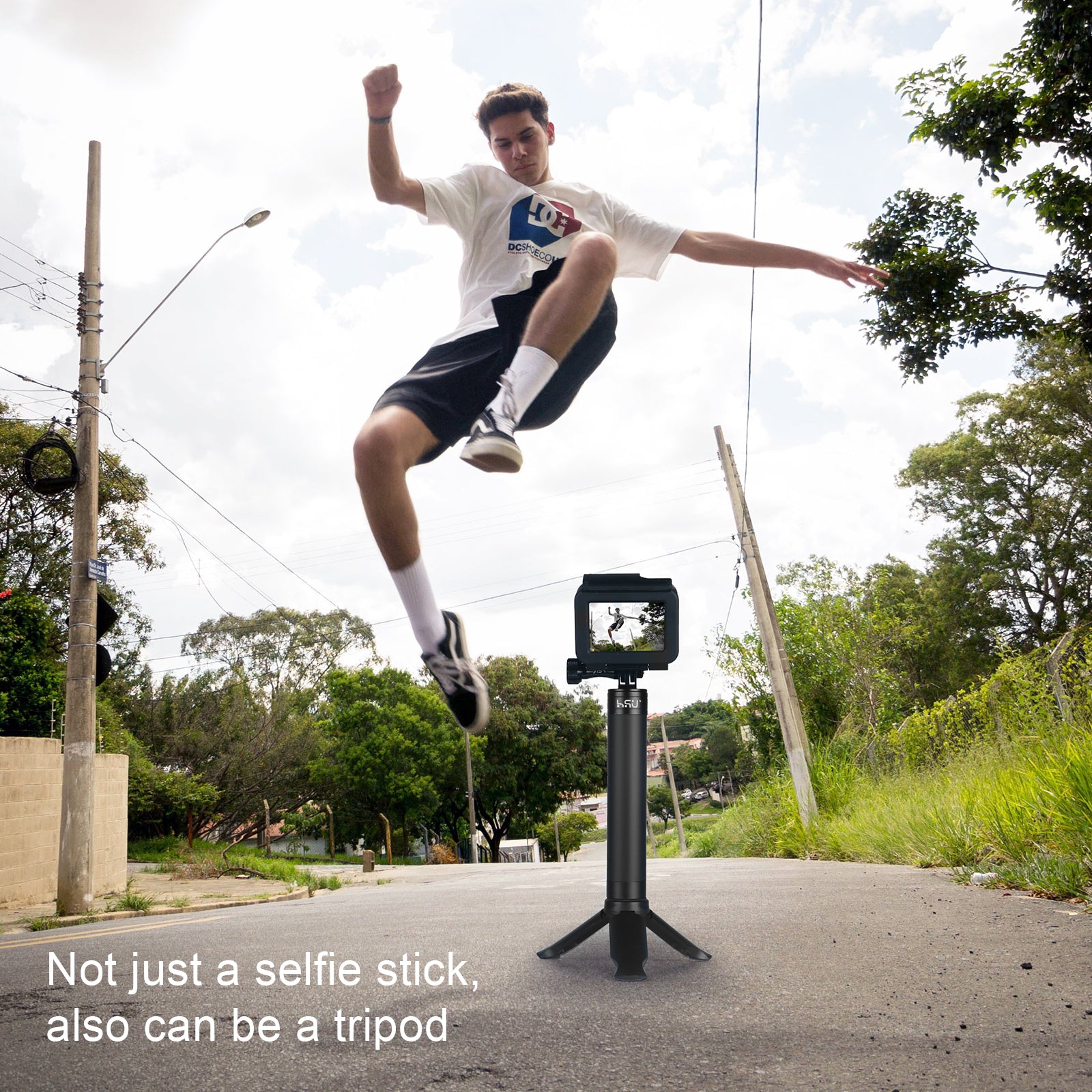 HSU Aluminum Selfie Stick Tripod for GoPro Hero 11/10/9/8 –